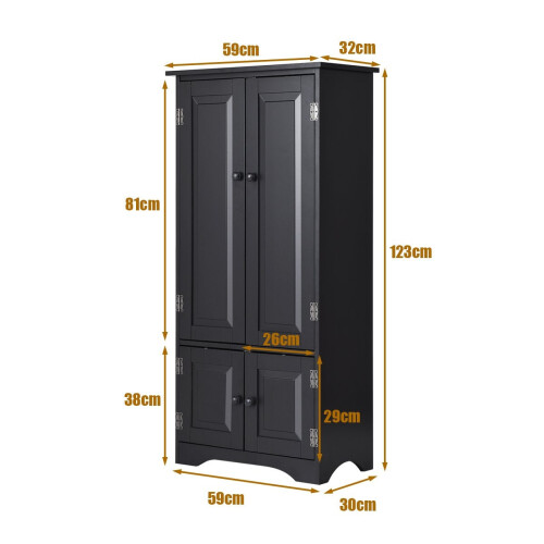 Midiskab, sideskab, highboard, højskab, træ, sort, 59 x 32 x 123 cm 1