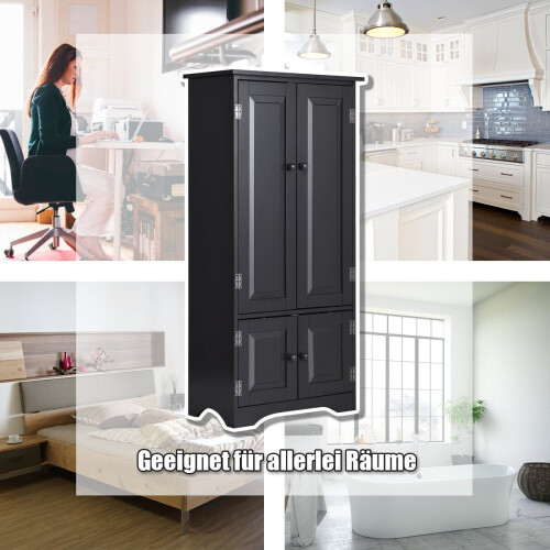 Midiskab, sideskab, highboard, højskab, træ, sort, 59 x 32 x 123 cm 2
