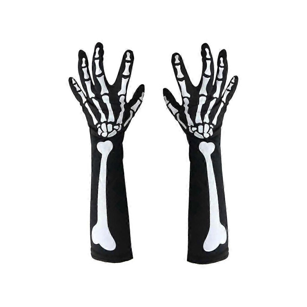 (As Show, 24Cm) Halloween Skeleton Gloves Skull Face Mask For Adult Men Halloween Party Props 5213747859144