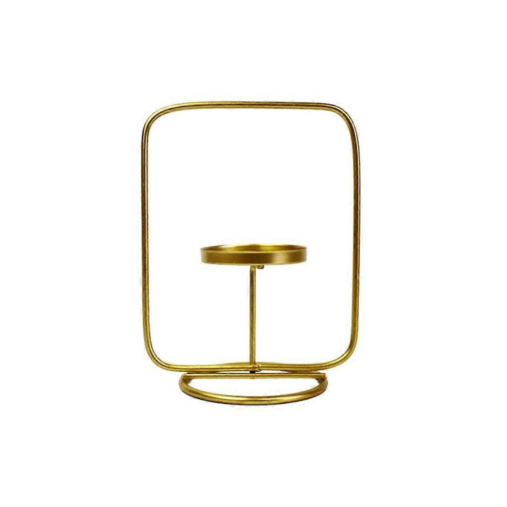 (As Show, One Size) Nordic Style Metal Iron Geometric Candlestick Candle Holder Home Decoration Candlelight Dinner 3242242627271