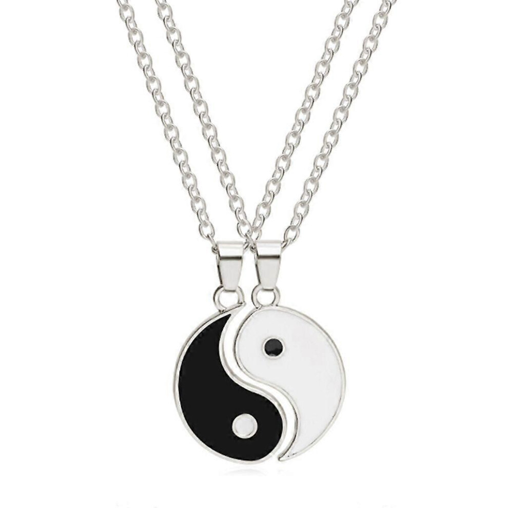 (As Show, One Size) 2 Pieces Stitching Necklace Tai For Chi Gossip Yin Yang Pendant Couple Necklace 5213747830020
