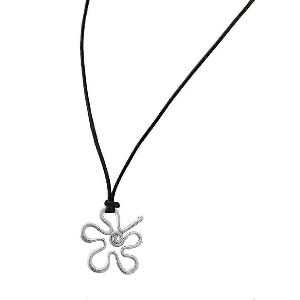 (As Show, Black) Retro Braided Wax Rope Flower Necklace Female Hip-Hop Cold Wind Neck Chain 5213747888625