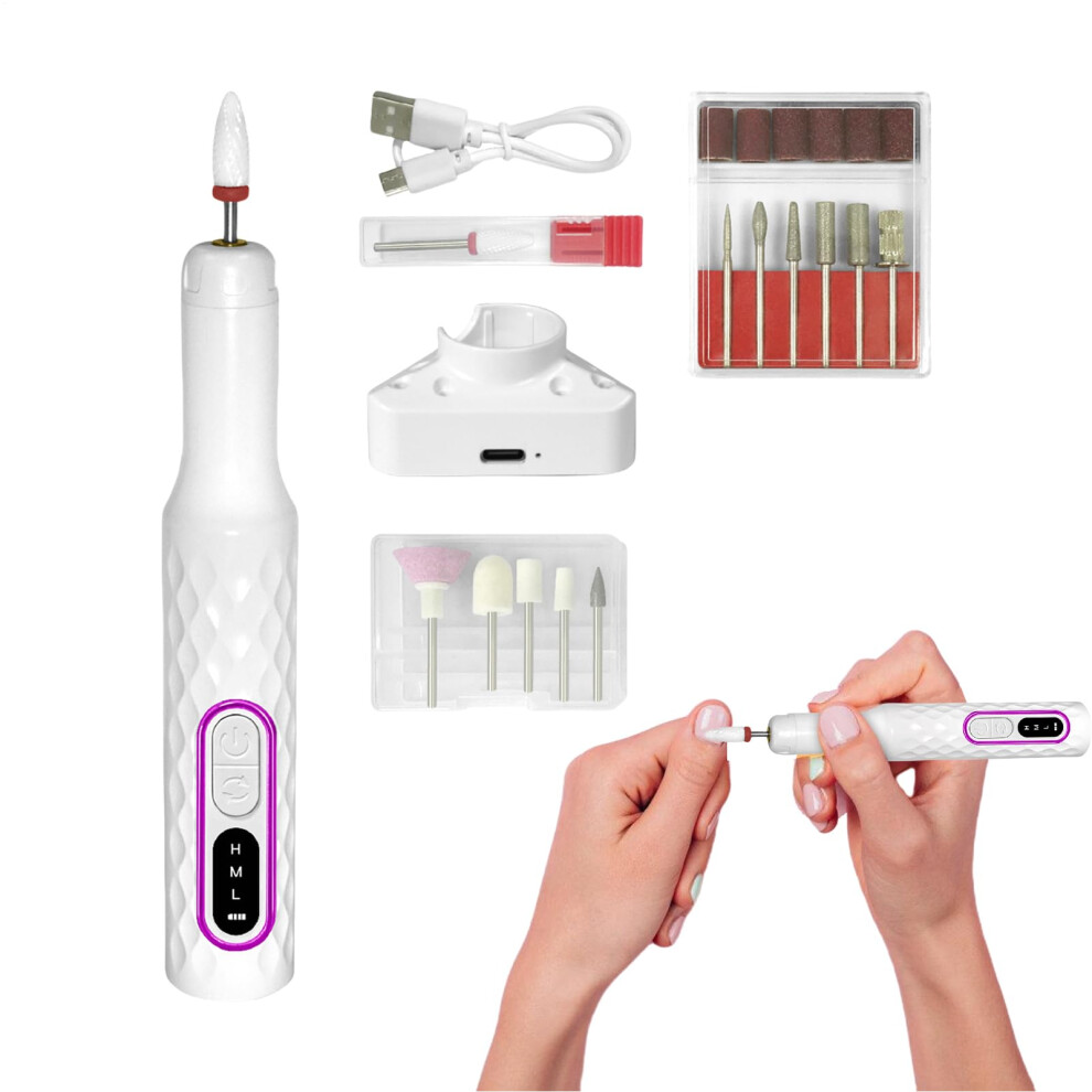 Electric Nail Drill 15000 RPM with 3Speed Control for Acrylic and Gel Nails, Professional Nail File