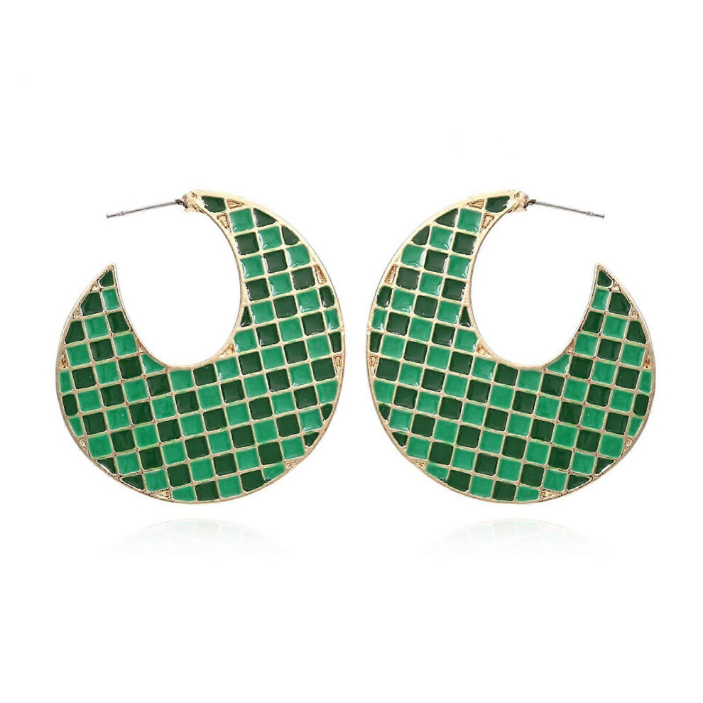 (As Show, One Size) Cute Round Plaid Earrings Charm Ear Studs Excellent Design Hypoallergenic 5213747840623