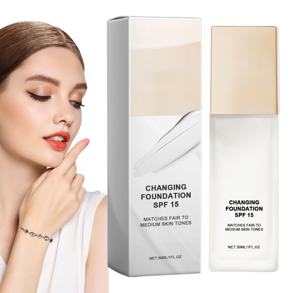 Color Changing Foundation 30ml Auto Tone Adjustment Lightweight Liquid Makeup Long Lasting Natural Coverage