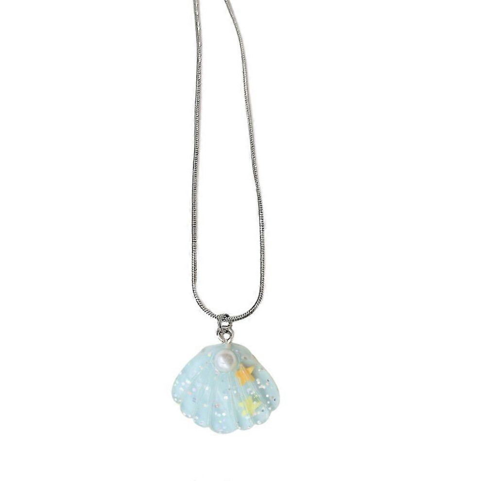 (As Show, Blue) Elegant Resin Woman Pendant Necklace Pendant Choker Simple Shell Necklace 3242242677825