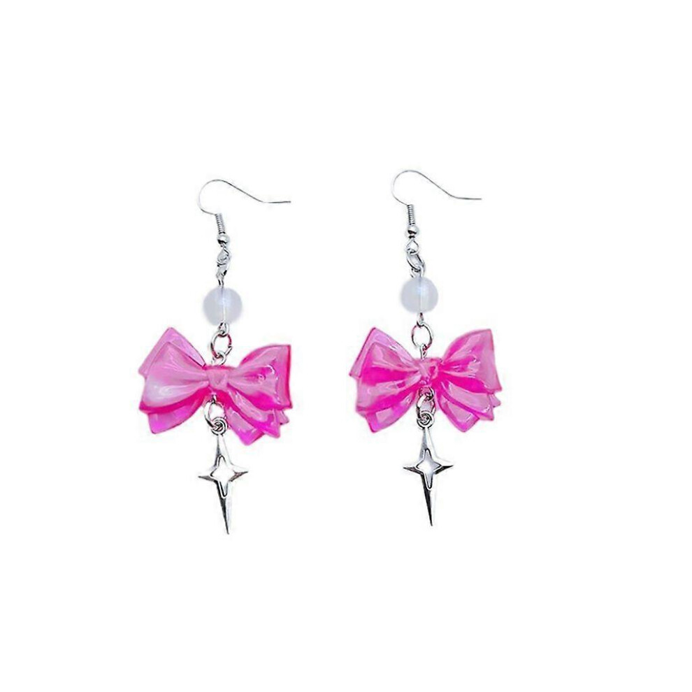 (As Show, A) Bowknot Drop Earrings For Women Tassels Heart Cross Statement Dangle Earring 3364096778586