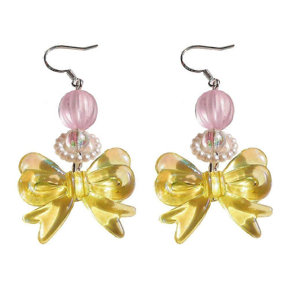 (As Show, Style 2) Vintage Acrylic Pendant Earring Sweet Cool Bowknot Dangle Earrings Jewelry 5213747866272