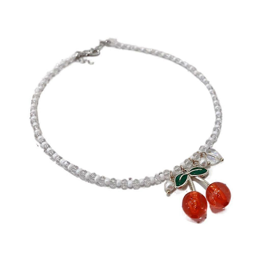 (As Show, One Size) Elegant Cherry Pendant Necklace Bracelets Fashion Collar Neckchain Jewelry 5213747808753