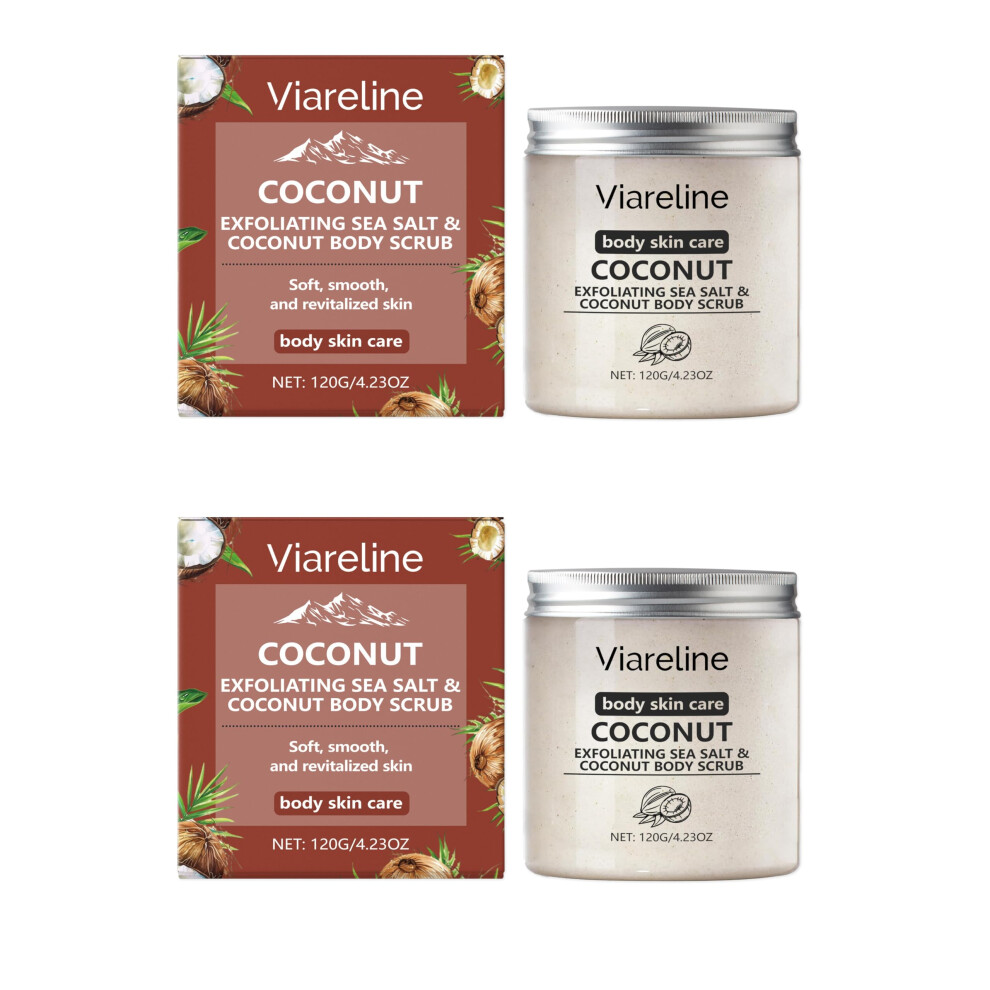 2 PCS Coconut Sea Salt Body Scrub for Gentle Exfoliation and Deep Hydration with Refreshing Aroma