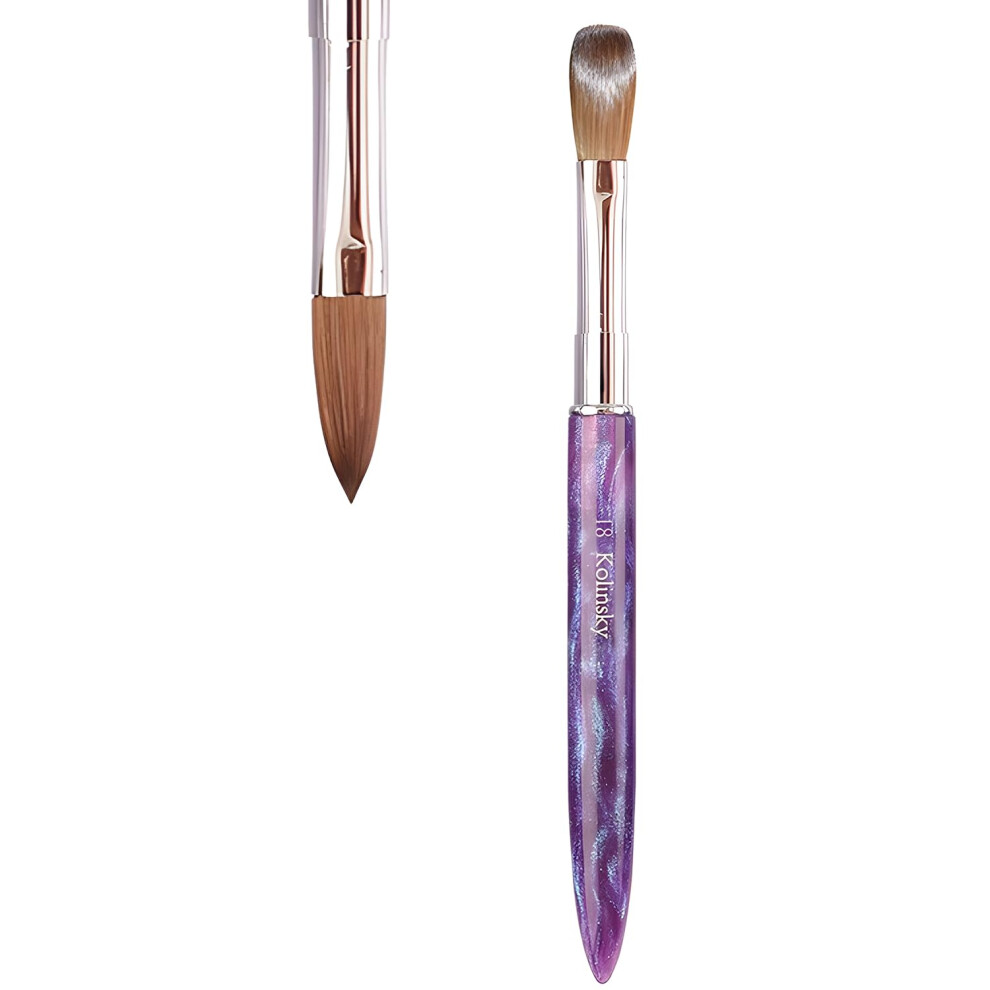 Purple Size 18 Kolinsky Acrylic Nail Brush With Pure Sable Bristles And Ergonomic Handle For Salon Use