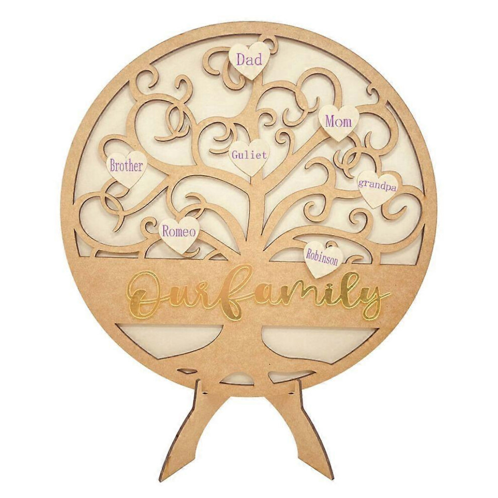 (As Show, B) Wood Tree Wedding Guest Book Wooden Heart Ornament Signs Crafts 5213747826917