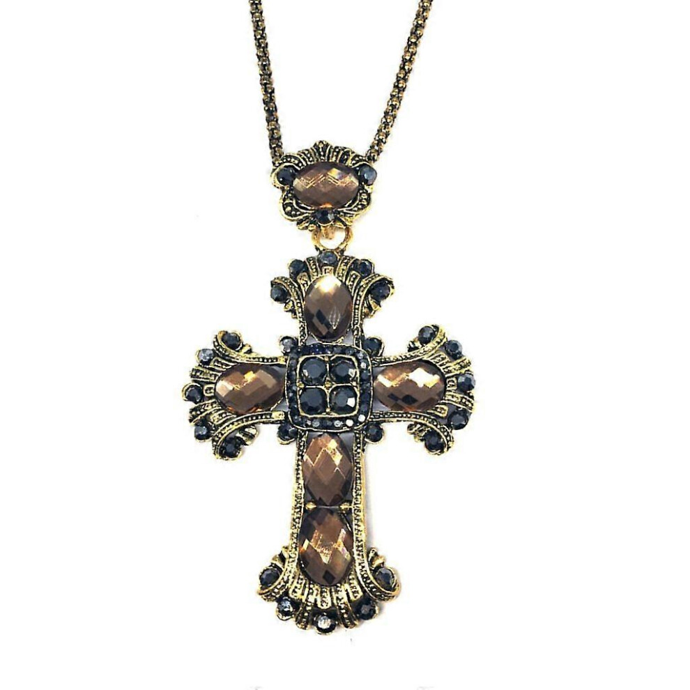 (As Show, A) Vintage Cross Pendant Necklace For Women Men Chain Goth Choker Grunge Jewelry 5213747888779