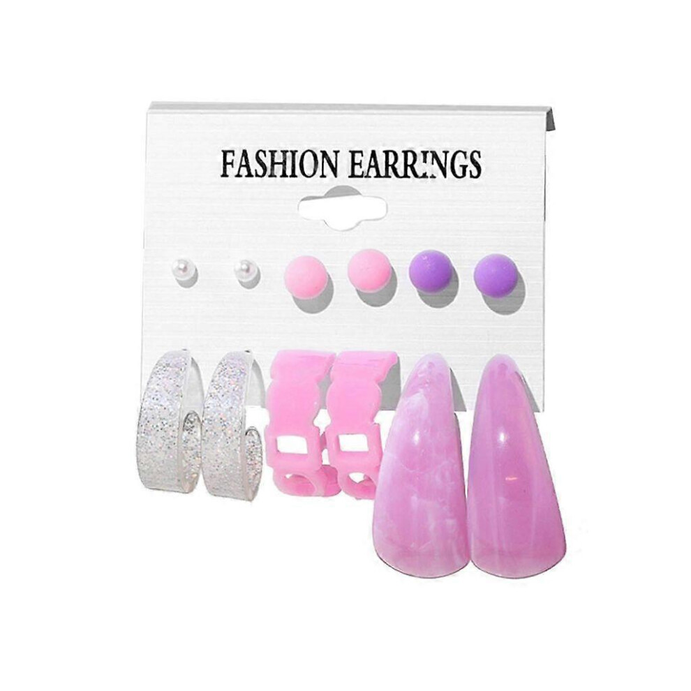 (As Show, 3) Statement Earrings Exaggerated Drop Earrings Set Acrylic Material For Girls 5213747833304