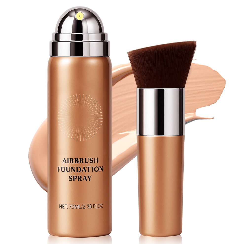 Airbrush Foundation Spray Kit with Kabuki Brush, Lightweight LongLasting Full Coverage Airbrush Makeup, 01# Natural Finish