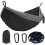 Camping Hammock Lightweight Double Hammock with Carry Bag, 500lbs, Adjustable Hooks, Black Gray 1