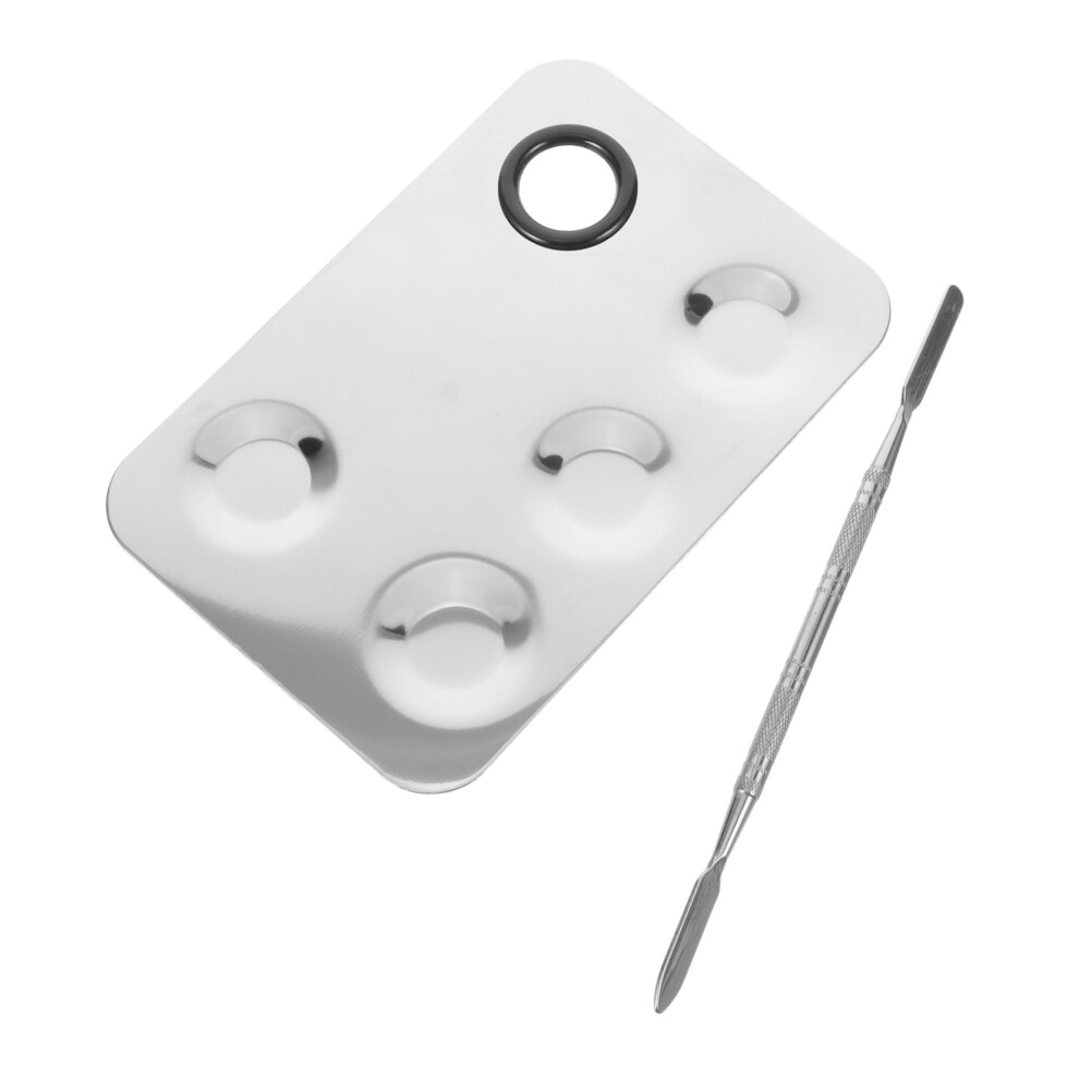 Stainless Steel Makeup Mixing Palette and Cosmetic Spatula Kit for Precise Foundation Color Blending