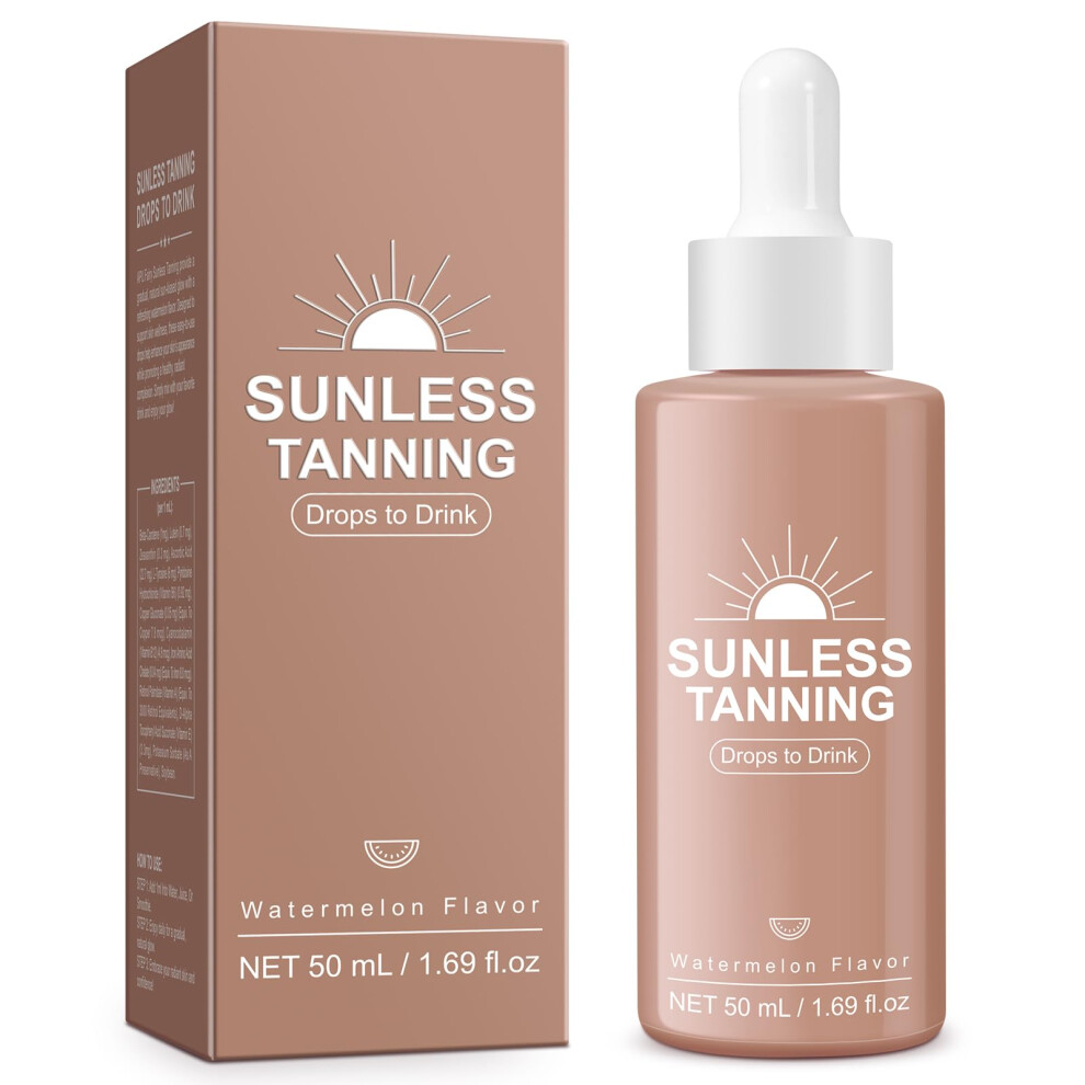 Bronze Drinkable Tanning Drops Watermelon Flavor Sunless Tan Drink For Face And Body Natural Skin 1Pcs