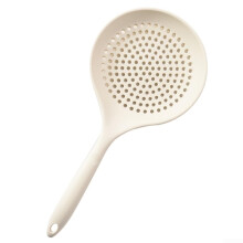 Silicone Skimmer Spoon Heat Resistant with Long NonSlip Handle Large Kitchen Strainer 14.4 Inch White