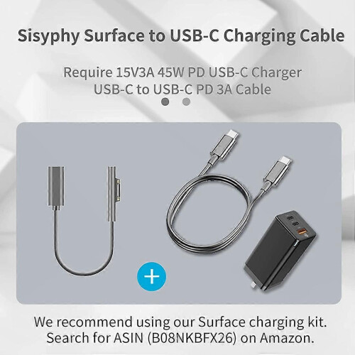 Surface Connect an USB-C-Ladekabel für Surface Pro7 Go2 Pro6 5/4 1