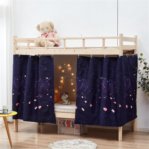 Bed Privacy Curtain for Bottom Bunk, Light Blocking Breathable Fabric, 2 Panels, Rose
