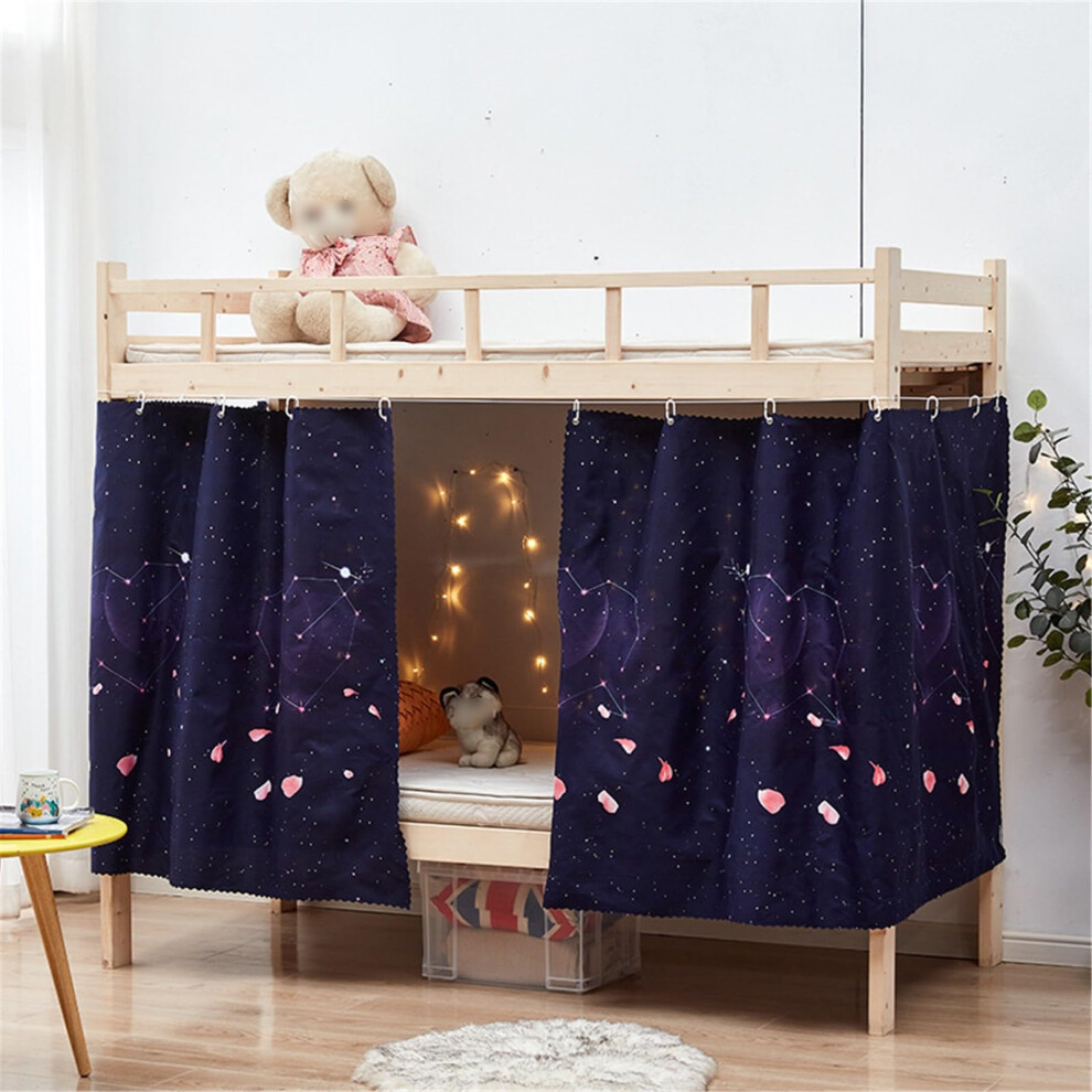 Bed Privacy Curtain For Bottom Bunk, Blocking Breathable Fabric, 2 Panels, Rose Light