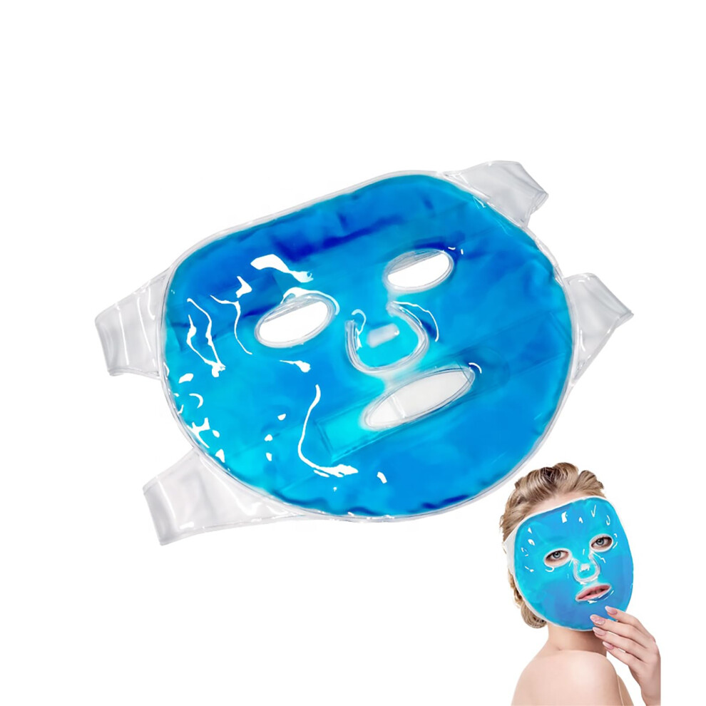Gel Ice Face Mask for Puffy Eyes Relief, Reusable Hot Cold Cooling Face Mask for Migraine and Sinus Therapy