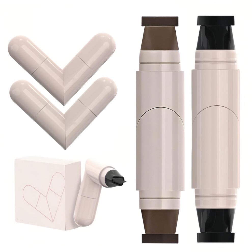 Eyeliner Stamp Set Waterproof Gel Dual Tip Smudge Proof for Winged Eyes Beginners Black and Brown