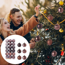 (Brown) 36PCS Christmas Xmas Tree Bauble Hanging Home Party Ornament Decor 6CM