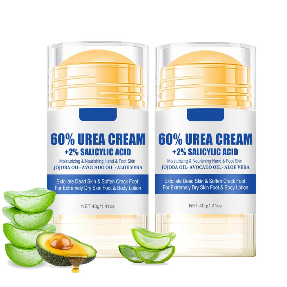 Urea Cream 60% Foot Callus Remover Stick with Salicylic Acid, Deep Hydration for Cracked Heels, Dry Rough Skin, 2pcs