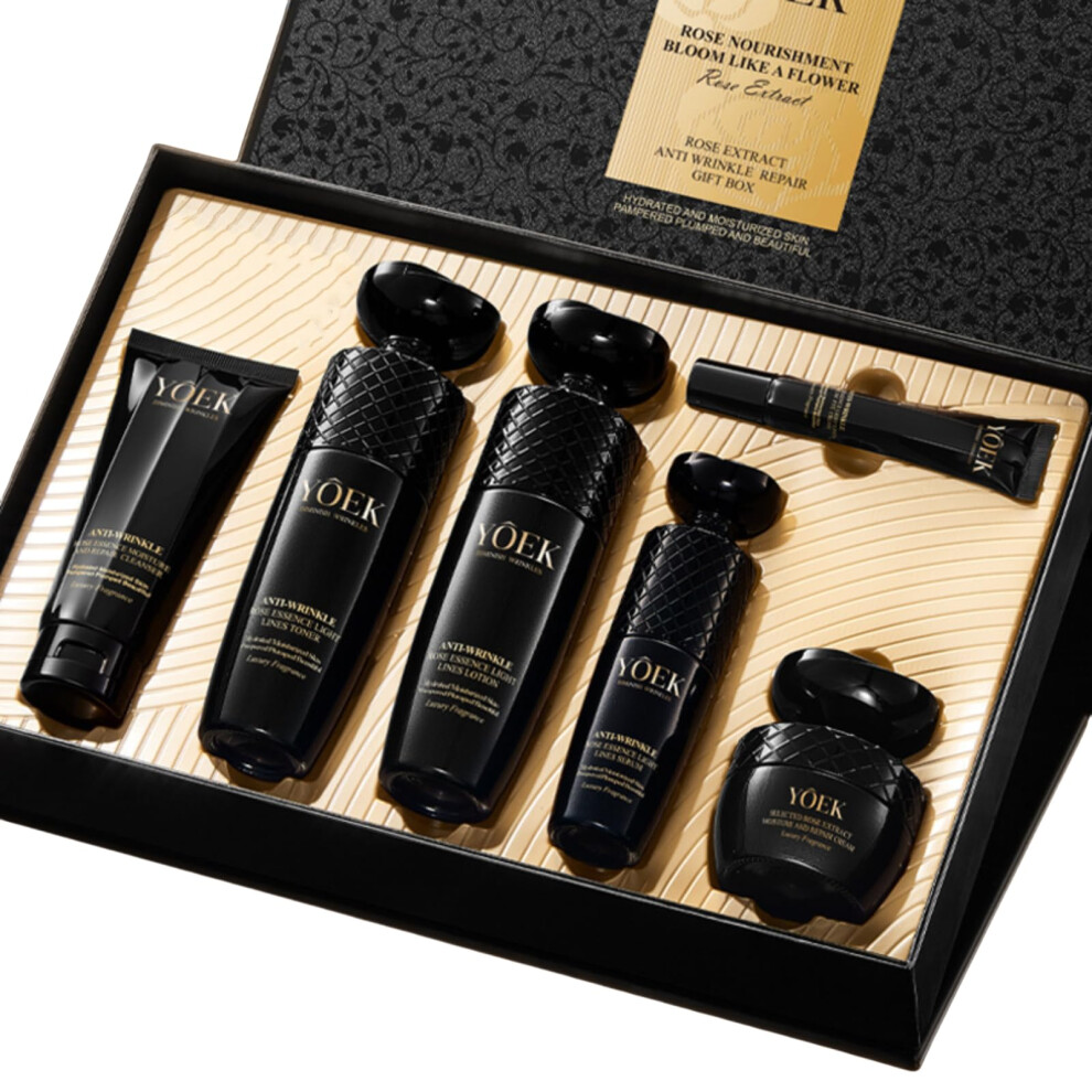 Rose Collagen Skincare Set 6 Piece Hydrating Facial Care Kit for Deep Hydration and Brightening
