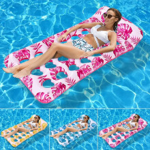 Pink Adult Inflatable Pool Float with Pillow, Durable PVC Raft for Beach and Pool Parties