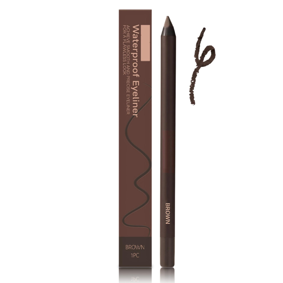 Brown Waterproof Eyeliner Pencil 24Hr No Smudge Smooth Glide Precision Tip For Oily Skin