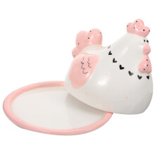 Ceramic Butter Dish with Chicken Lid, Farmhouse Cheese Holder, Sealed Design Keeps Fresh