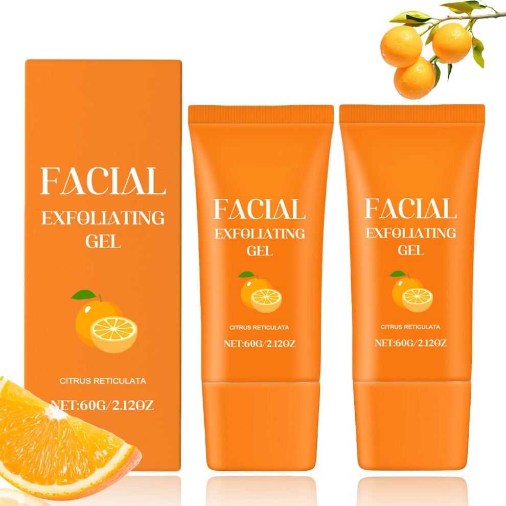 Orange Facial Peeling Gel With Scent, Moisturizing Exfoliating Scrub, Deep Clean, Pore Refining, 2Pcs 60Ml