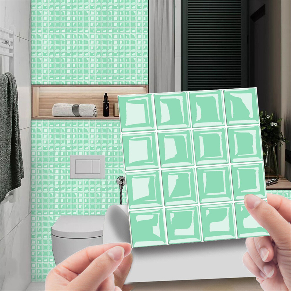 (Green) 10Pcs Crystal Tile Stickers Diy Self-Adhesive Wall Stickers 7442041848532