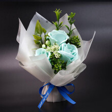 (A) Rose Bouquet Valentine's Day Gift Eternal Flower Glass Cover Led Light Gift Box