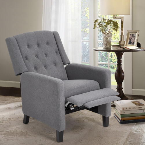 Living And Home Single Upholstered Sofa Pushback Recliner Chair Armchair, Grey 1