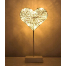 Tischlampe, batteriebetriebene, herzförmige Schreibtischlampe, LED-Wickeleisenrahmen, warmes Weiß, helles Licht weiß