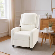 Single Sofa Recliner Armchair Reclining Chair, White Beige