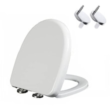 D Shape Soft Close Toilet Seat White with Quick Release for Standard Bathrooms