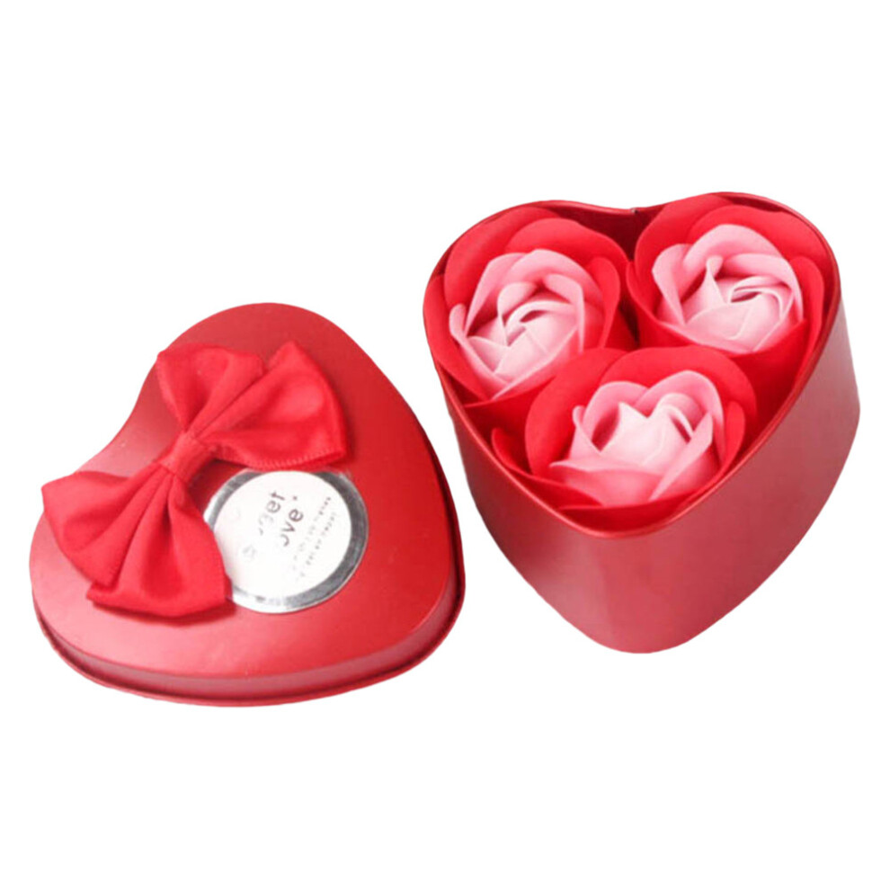 Red/Blue () 3Pcs Heart Scented Bath Body Petal Rose Flower Soap Wedding Decoration Gift