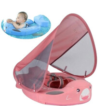 Baby Swimming Float with Sunshade, NonInflatable Toddler Swim Trainer for Water Safety, Pink