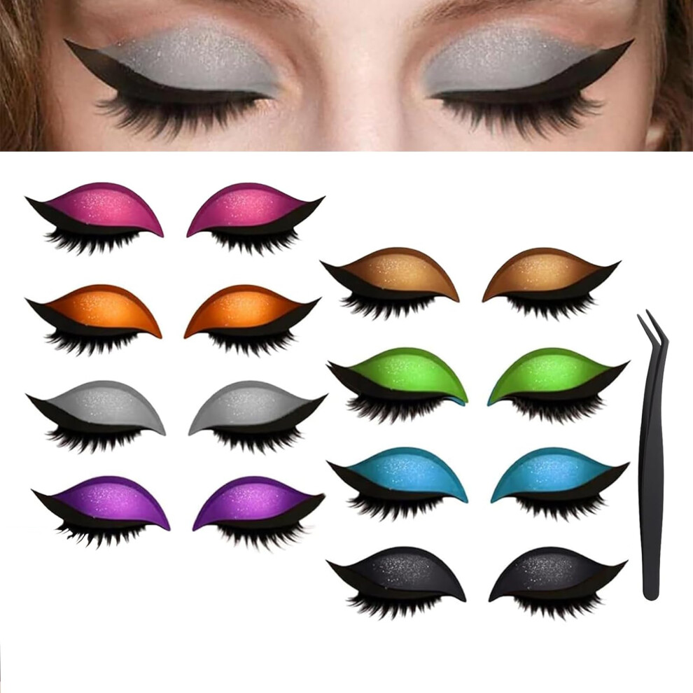 Eyeshadow Stickers with False Eyelashes, 2âinâ1 No Glue Eye Makeup, Reusable, Fast 5âSecond Wear
