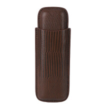 Leather Cigar Travel Case for Men, Elegant Brown PU, Compact Humidor Holds Two Cigars