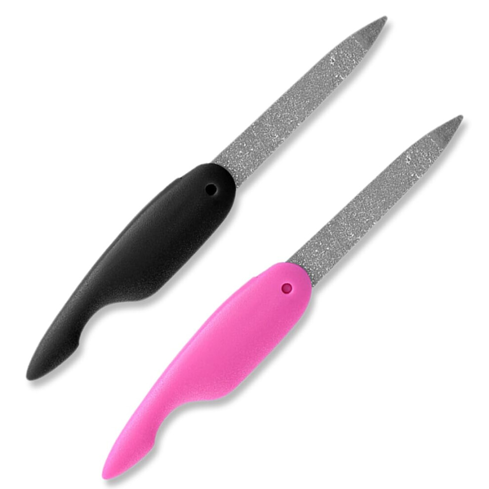 Professional Folding Metal Nail File for Manicure Pedicure, Compact Travel Size, 2 Pieces