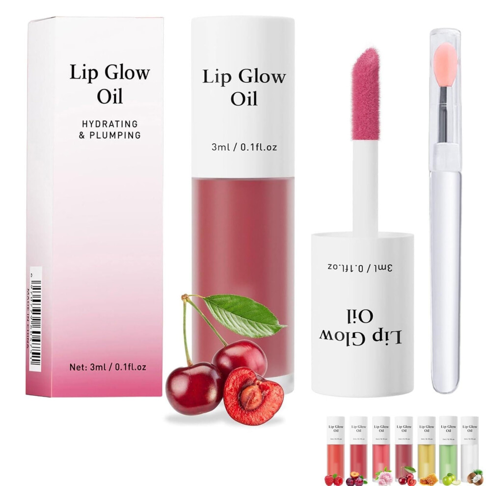 Cherry Tinted Lip Glow Oil Hydrating Gloss NonSticky Long Lasting Natural Shine Lip Tint