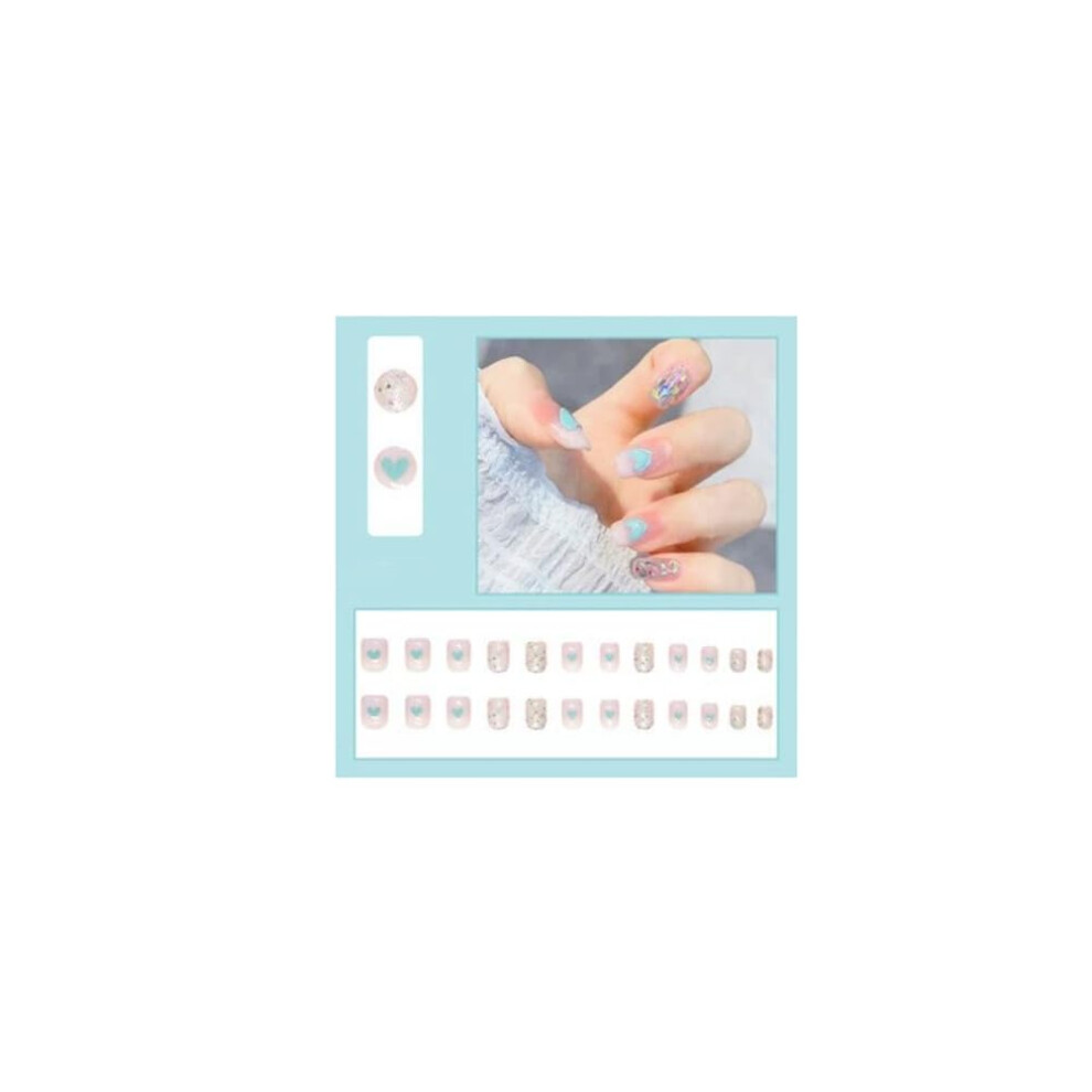 Sparkling Love Gel Nail Stickers 24pcs Press On Nails Set with Elastic Gel Shine and LongLasting Adhesion