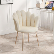 Velvet Vanity Chair Shell Accent Chairs with Gold Plating Metal Legs, Leisure Single Sofa Dressing Chairs for Home, Office, Bedroom