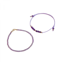 Stylish Purple Crystals Bracelet Gold Beaded Chain Layer Stacking Jewelry Natural Amethyst Stone Meaningful Gift Ideas